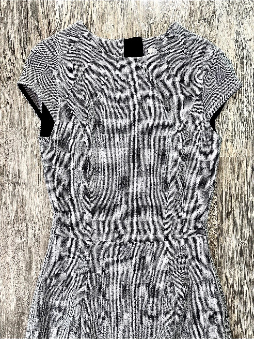 H&M Plaid Midi Dress in Gray & White